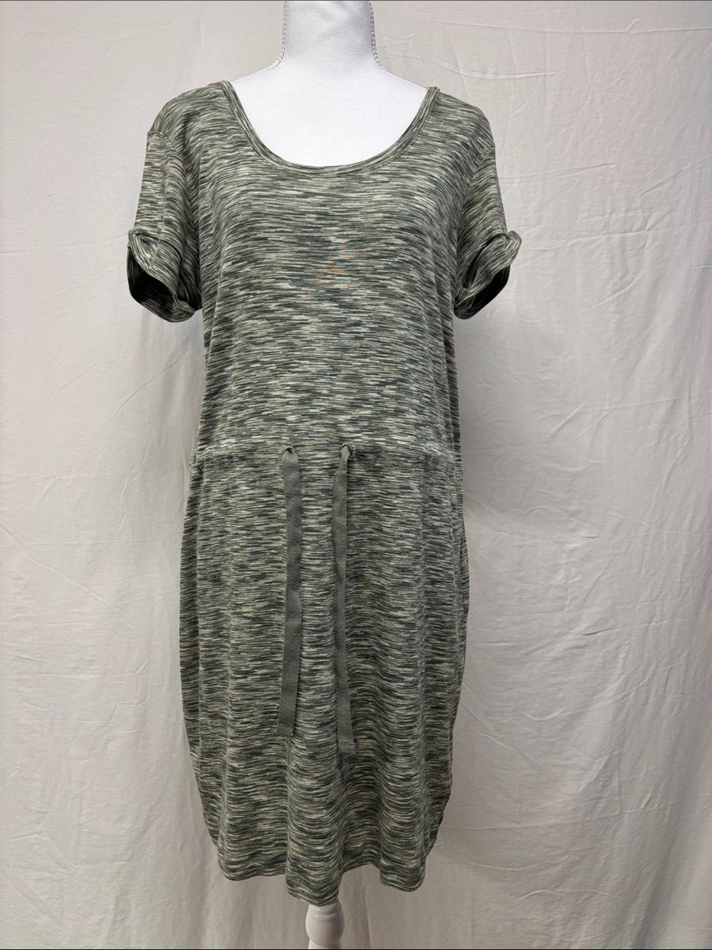 Columbia Heathered Olive Green Midi Drawstring Dress